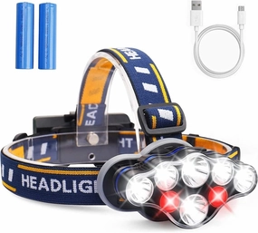LED Head Torch, Super Bright Headlamp 13000 Lumens Rechargeable Headlight,90 Degree Angle Adjustable Led Light Lamp, 8 Modes Waterproof Headtorch for Running,Walking,Camping,Fishing,Hiking