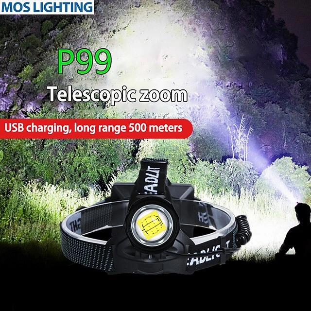 LED Headlight Outdoor Induction USB Rechargeable Super Bright Headlights Aluminum Alloy Headlamp Camping Fishing Cycling 3.7V