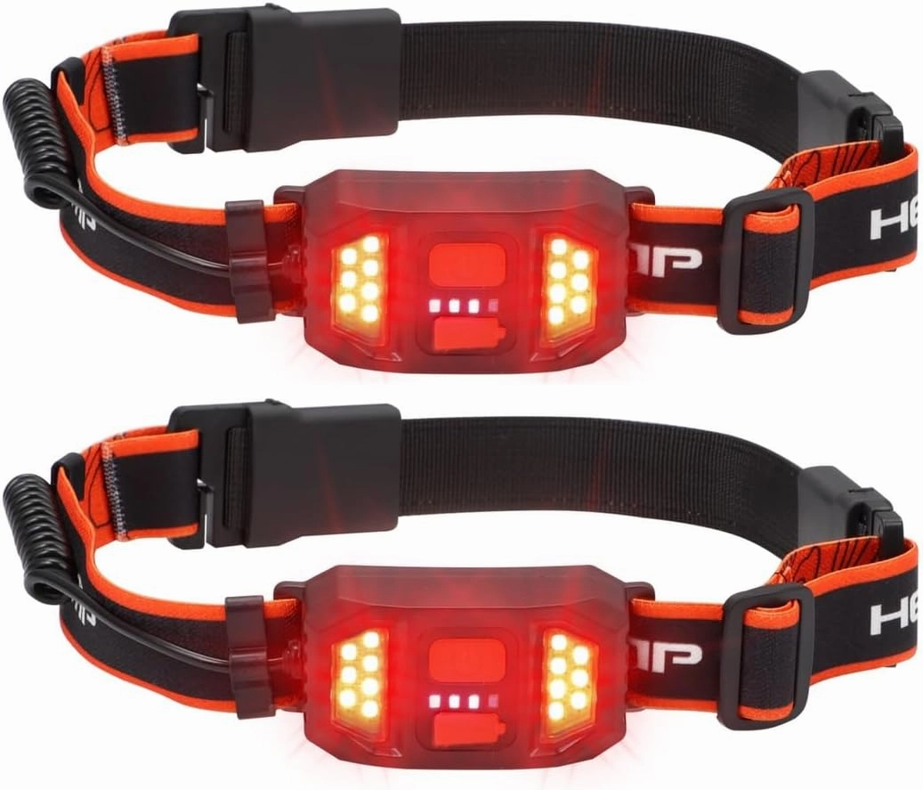 Led USB 2Pcs Rechargeable Headlamps, Flashlights Lights Head with Lamps Rear Warning, Waterproof Head Mounted Clips Cob Lights Headlights for Camping Fishing Cycling Running
