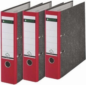 Leitz 180° A4 Board Lever Arch File 80mm Red - Pack of 3
