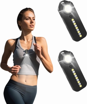 LHOTSE Rechargeable Clip-on Running Light for Runners 2 Packs, Hands-Free LED Safety Flashlight for Night Walking, Camping, Hiking, Fishing, and Dog Walking