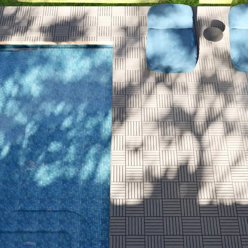 Light Gray Acacia Interlocking Deck Tiles for Outdoor Spaces