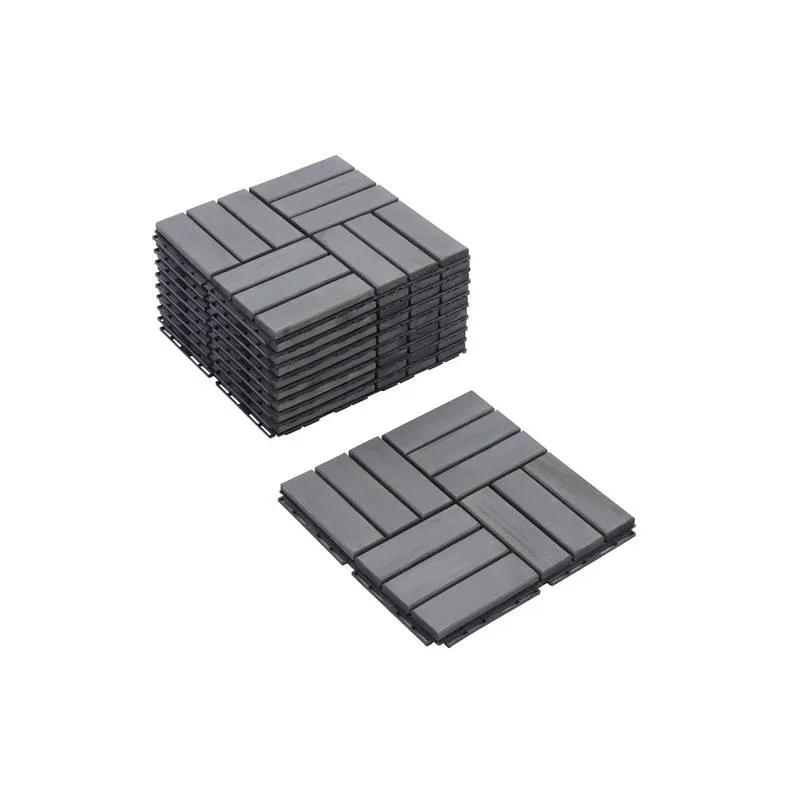 Light Gray Acacia Interlocking Deck Tiles for Outdoor Spaces