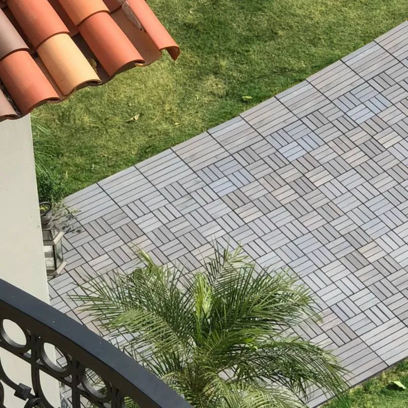 Light Gray Acacia Interlocking Deck Tiles for Outdoor Spaces