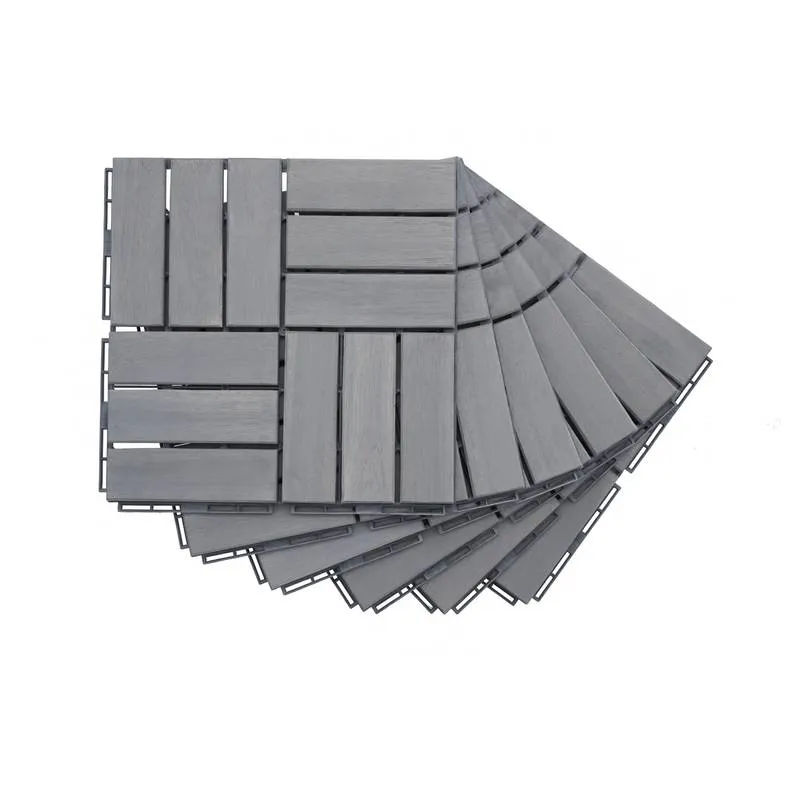 Light Gray Acacia Interlocking Deck Tiles for Outdoor Spaces