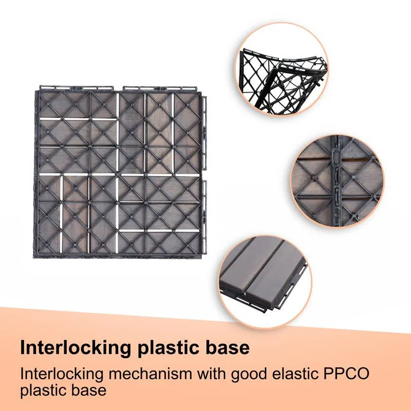 Light Gray Acacia Interlocking Deck Tiles for Outdoor Spaces