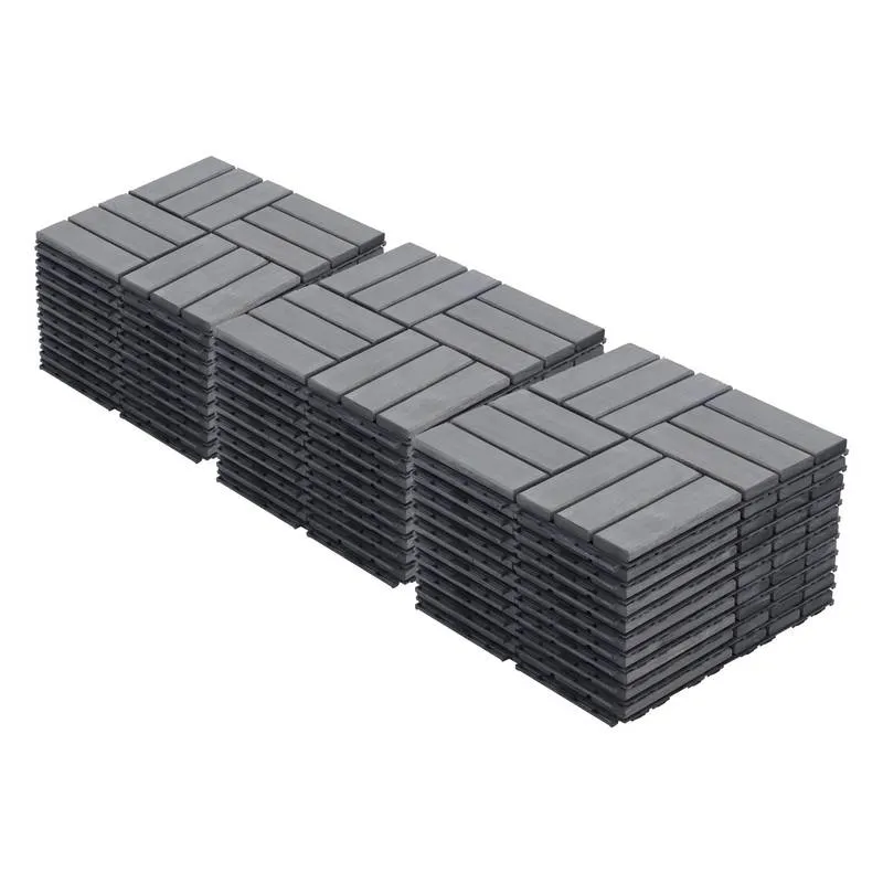 Light Gray Acacia Interlocking Deck Tiles for Outdoor Spaces