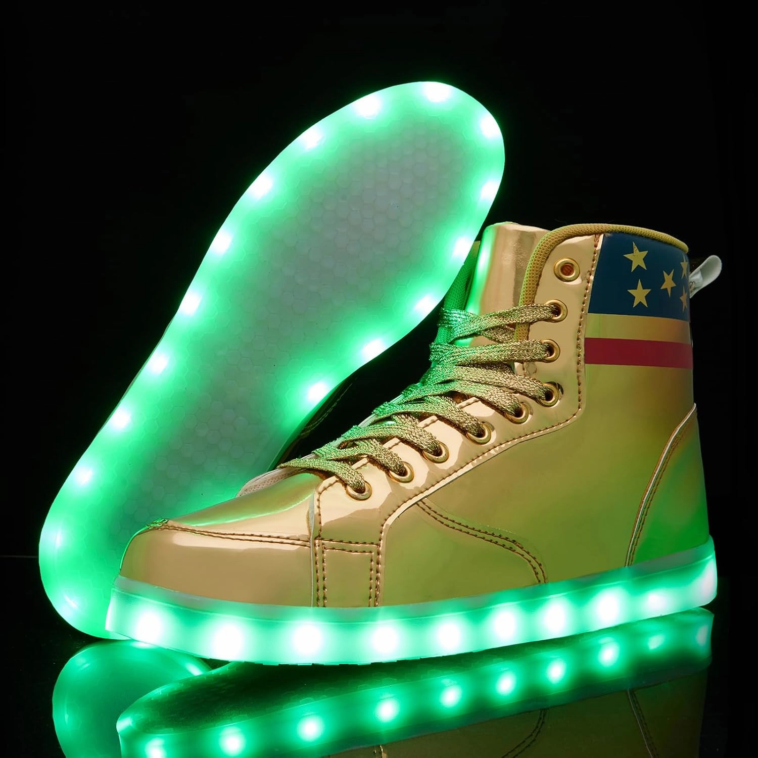 Light Up Shoes Women Men, USB Charging LED Glitter Chain Sneakers High Top Couple Dancing Shoes Halloween Glowing Flashing Luminous Trainers