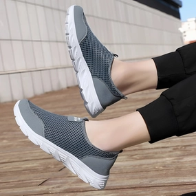Lightweight Breathable Slip-On Walking Shoes - Grey Athletic Sneakers