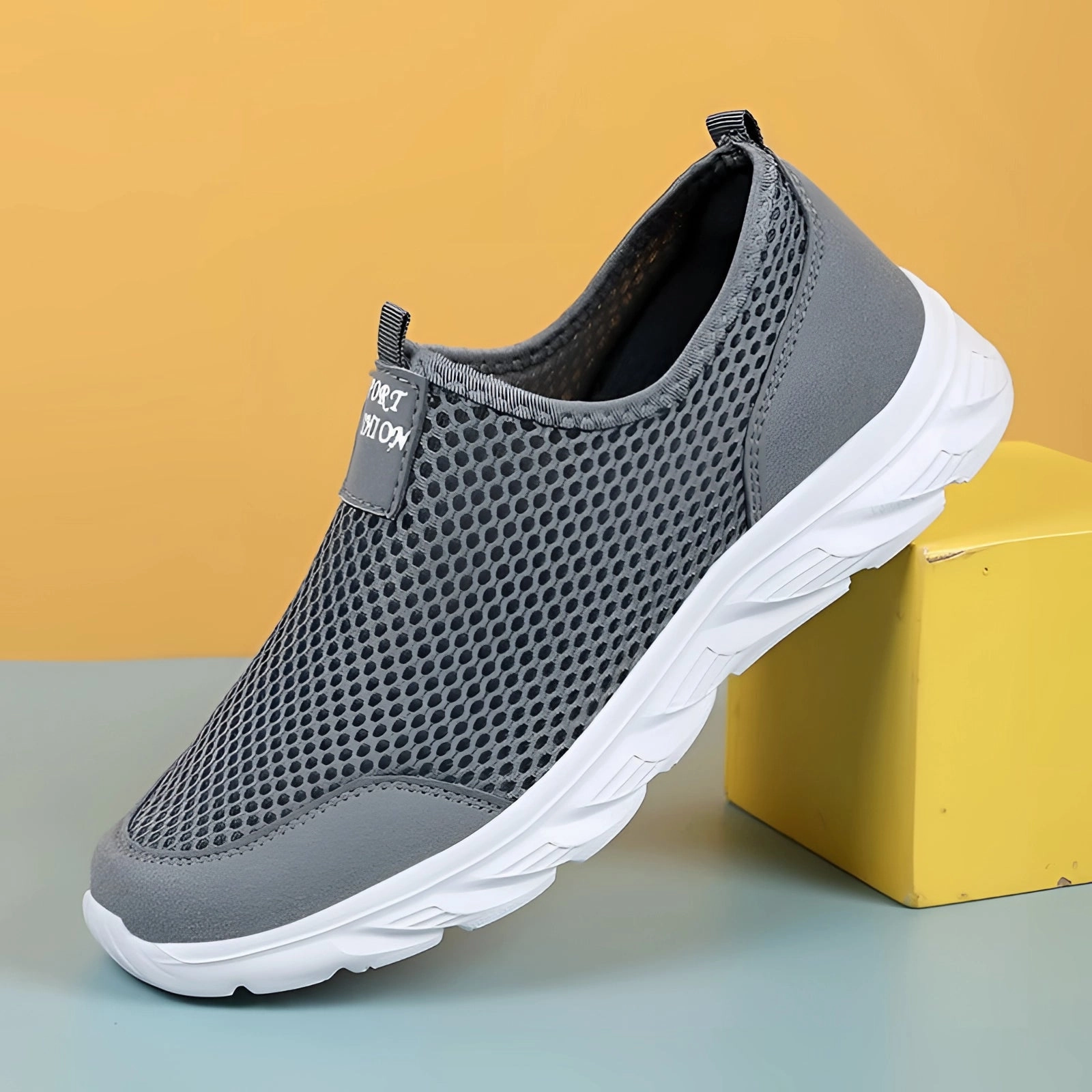 Lightweight Breathable Slip-On Walking Shoes - Grey Athletic Sneakers