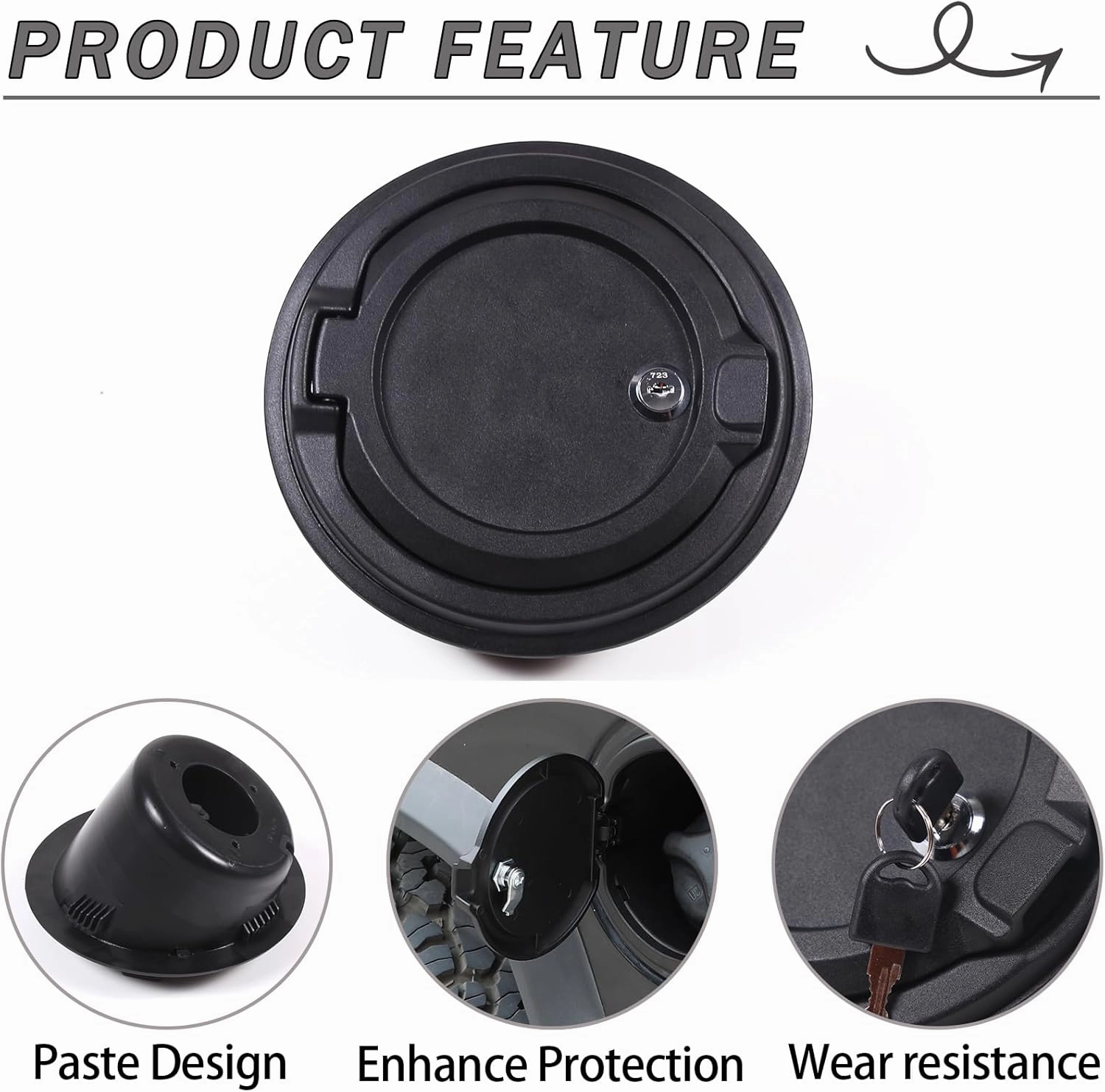 Locking Gas Tank Cap Cover Compatible with Hummer H2 2003-2009，Locking Gas Cap Cover, Fuel Tank Door with Lock，aluminum alloy Car Fuel Tank Gas Filler Cap Cover Accessories (Style A)