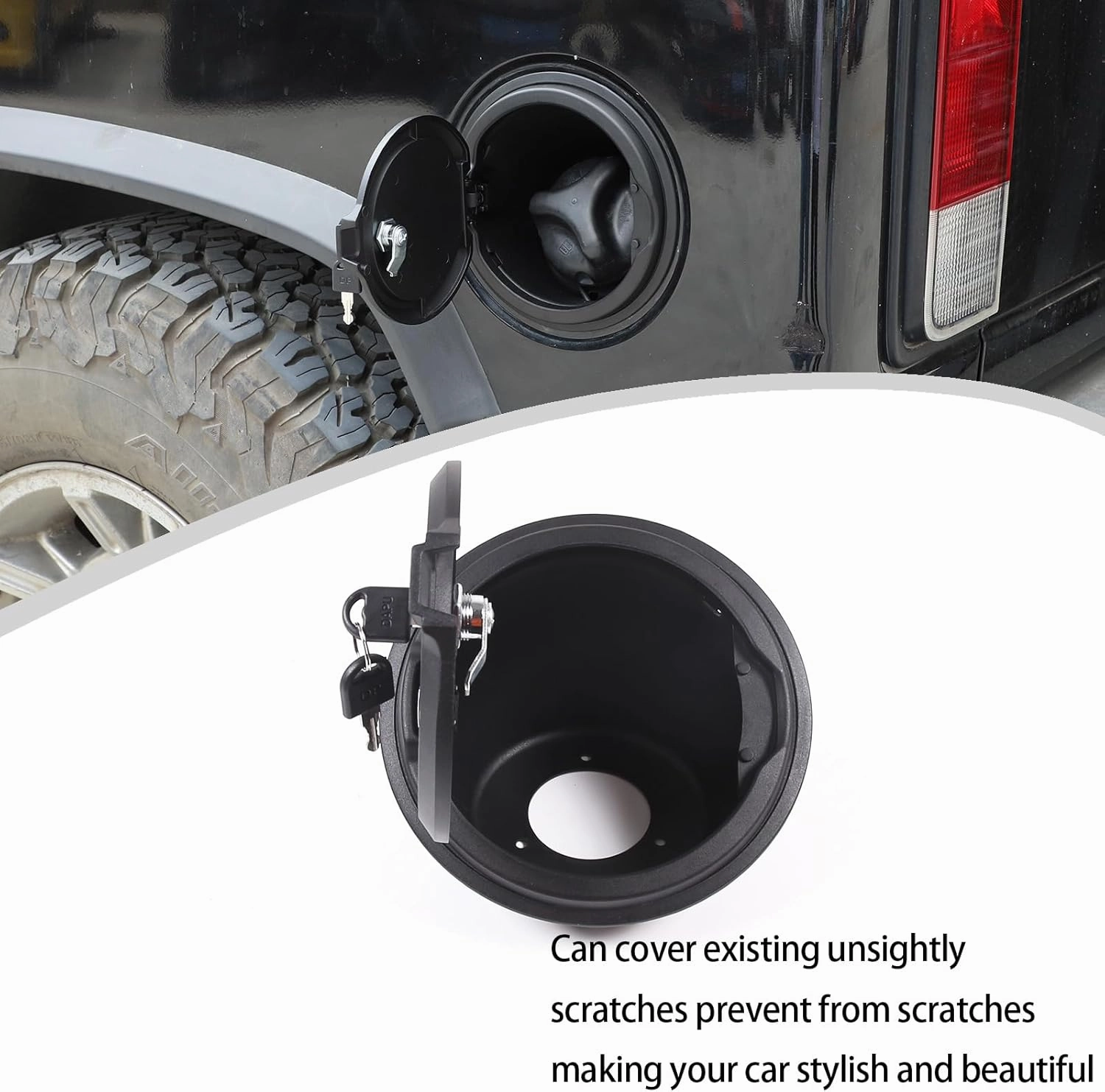Locking Gas Tank Cap Cover Compatible with Hummer H2 2003-2009，Locking Gas Cap Cover, Fuel Tank Door with Lock，aluminum alloy Car Fuel Tank Gas Filler Cap Cover Accessories (Style A)