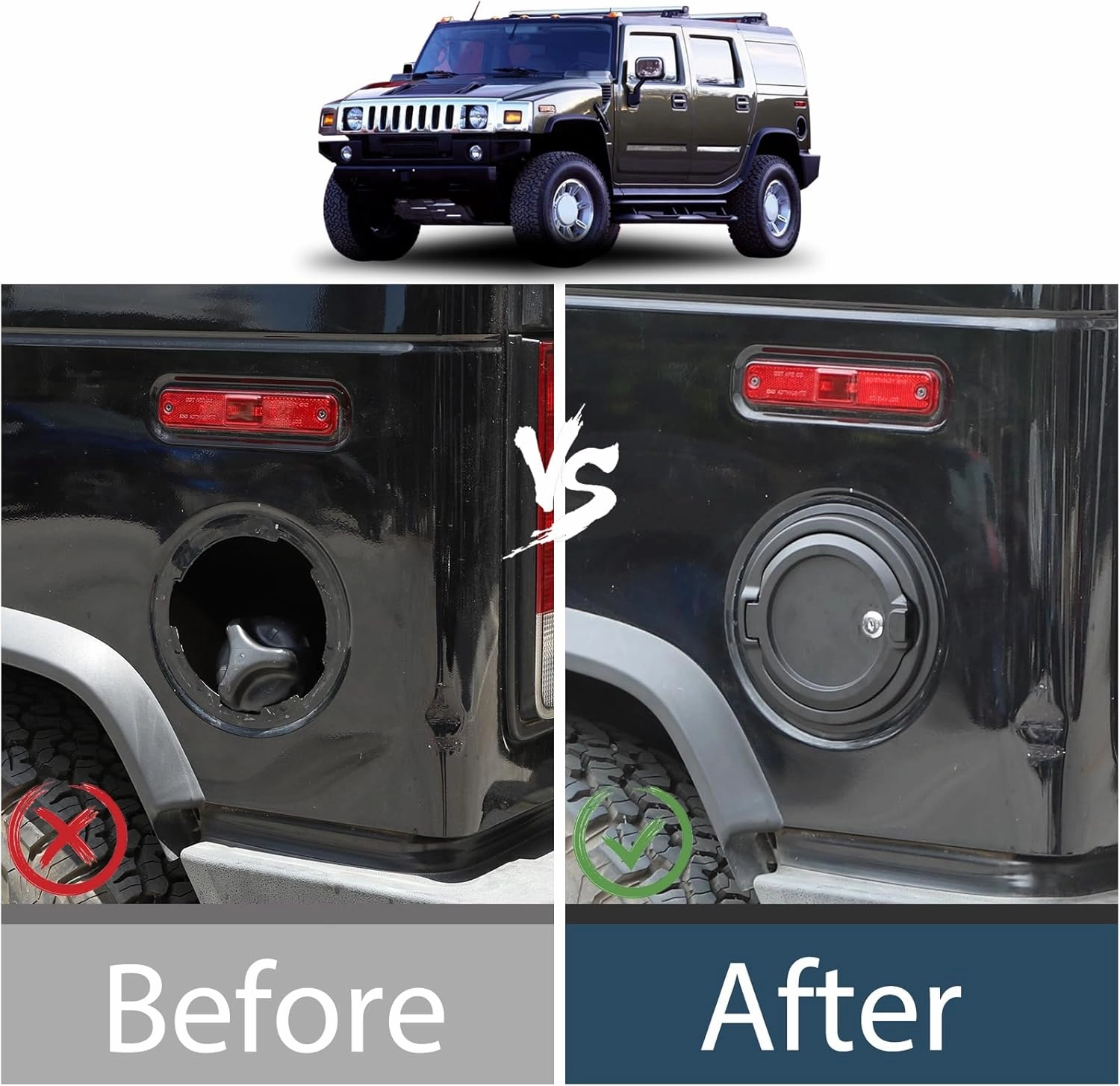 Locking Gas Tank Cap Cover Compatible with Hummer H2 2003-2009，Locking Gas Cap Cover, Fuel Tank Door with Lock，aluminum alloy Car Fuel Tank Gas Filler Cap Cover Accessories (Style A)