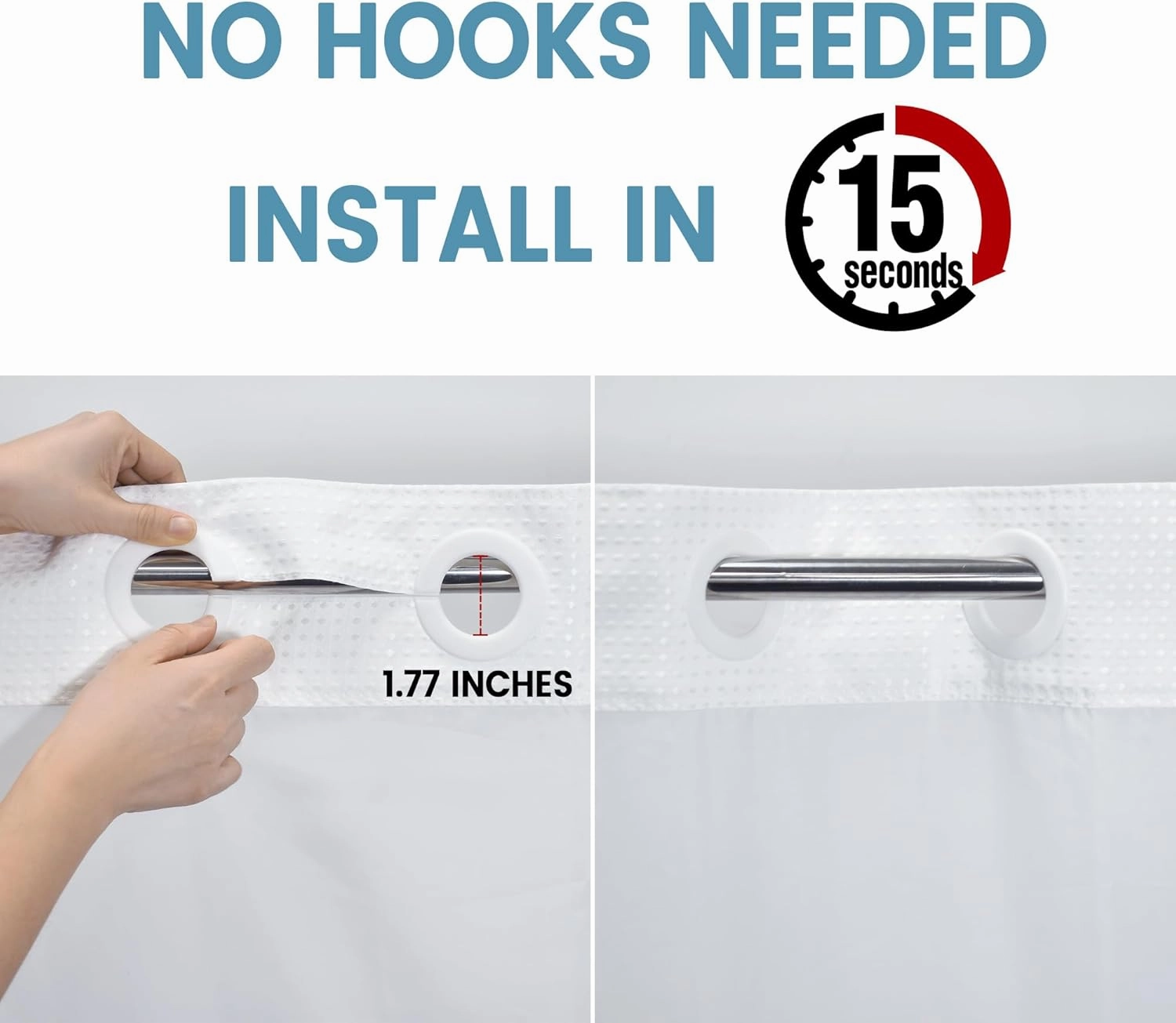 Long No Hook Shower Curtain with Snap in Liner,230GSM Waffle Weave Shower Curtains for Bathroom,71W x 80H(78"),White