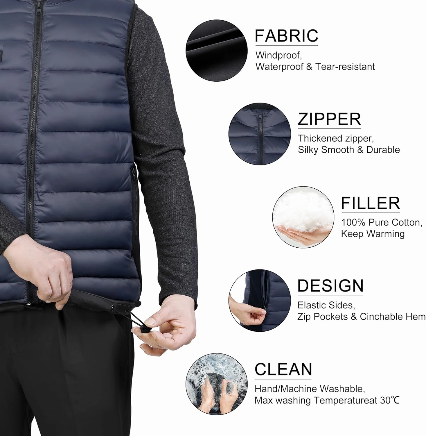 Loowoko Heated Vest for Men with Battery Pack Included, Rechargeable Electric Heating Jacket Coat, Lightweight Warming Vests