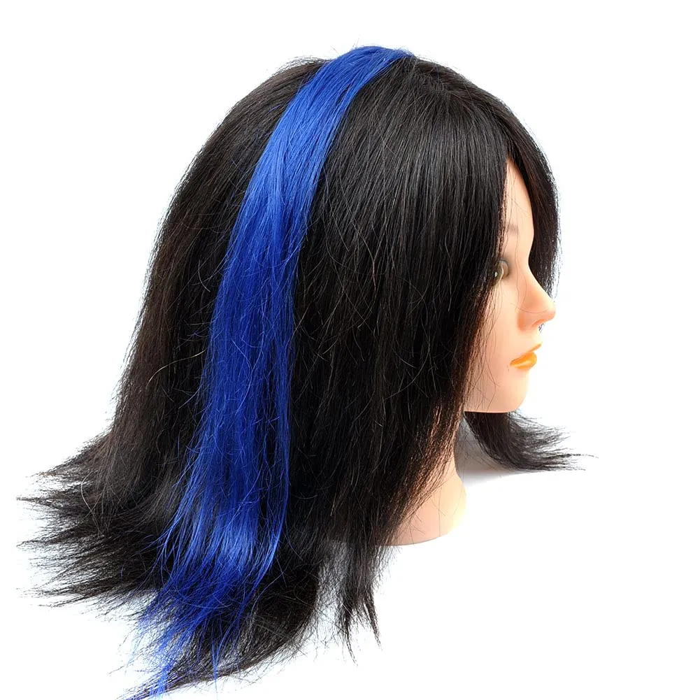 Lot 10 strands 20'' Long Solid Colorful I Tip Human Hair Extension,10  FREE Micro Beads,Hook (Blue, 20inch)
