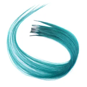 Lot 10 strands 20'' Long Solid Colorful I Tip Human Hair Extension,10  FREE Micro Beads,Hook (Ink Green, 20inch)