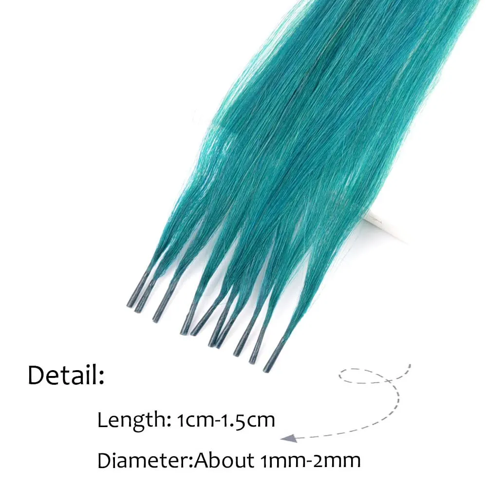 Lot 10 strands 20'' Long Solid Colorful I Tip Human Hair Extension,10  FREE Micro Beads,Hook (Ink Green, 20inch)