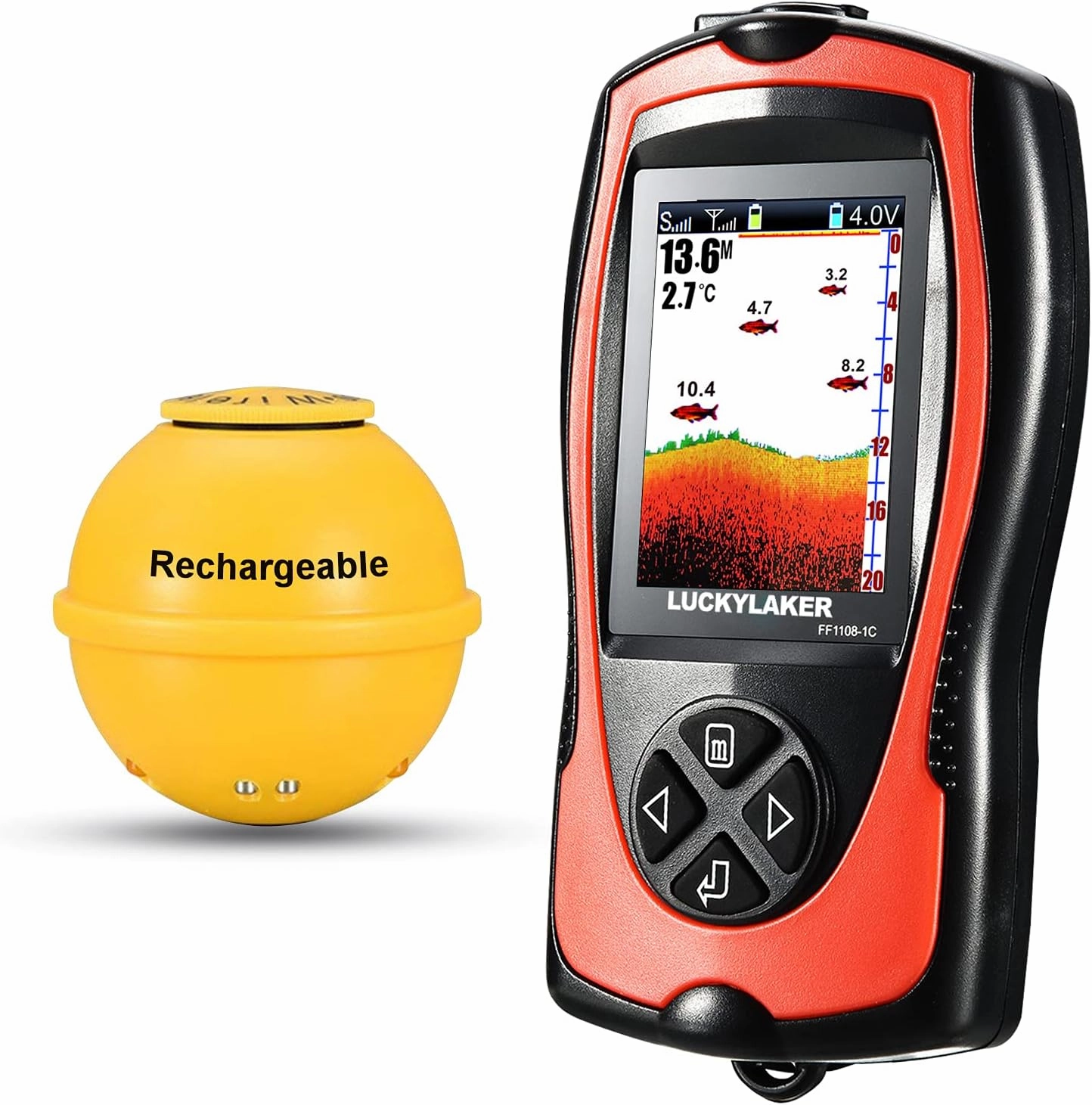 LUCKYLAKER Sonar Kayak Fish Finder Portable Water Handheld Depth Finder Boat Transducer Wireless Fish Finders Sea LCD Screen Fishing