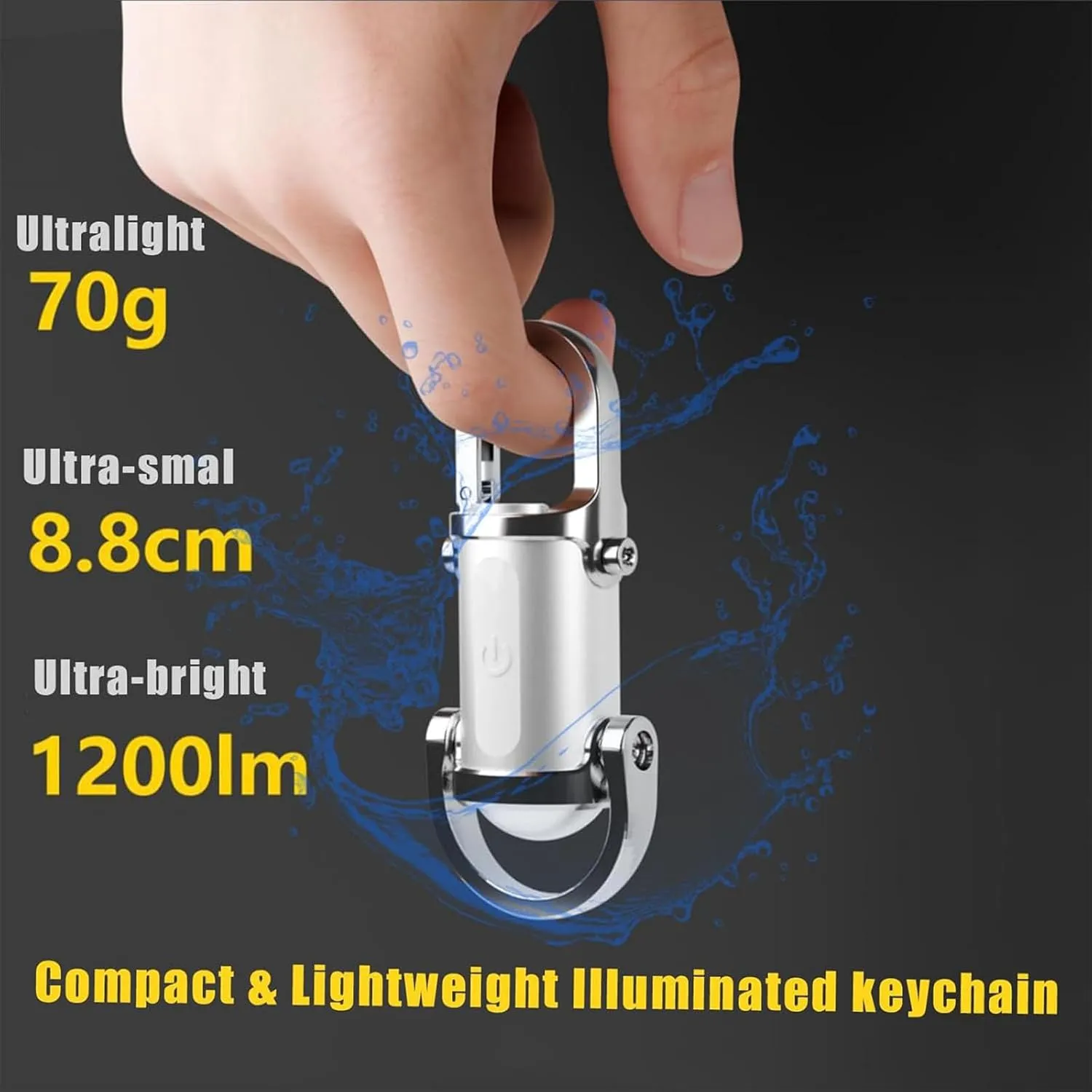Lumilink Mini Torch, 2025 Best Lumilink Mini Flashlight Keychain, Waterproof Lumilink Chain Flashlight Mini, Flashlight & Power Bank & Keychain, 1200 Lumens Ultra-Bright (Silver)