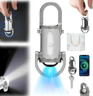 Lumilink Mini Torch, 2025 Best Lumilink Mini Flashlight Keychain, Waterproof Lumilink Chain Flashlight Mini, Flashlight & Power Bank & Keychain, 1200 Lumens Ultra-Bright (Silver)