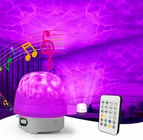 Luminorthe Cube Lamp, Ocean Wave Projector Light with Bluetooth Speaker, RGB Color Changing with Remote Control, Water Wave Light Projector Cordless for Kids, Room Decor, Bedroom, Party, Gift