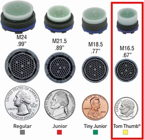 M16.5 Spray Faucet Aerator Cache laminar Low Flow Hidden insert Point of Use water heaters Clear Stream with Install Key/Tom Thumb (Lime 0.5 Laminar)