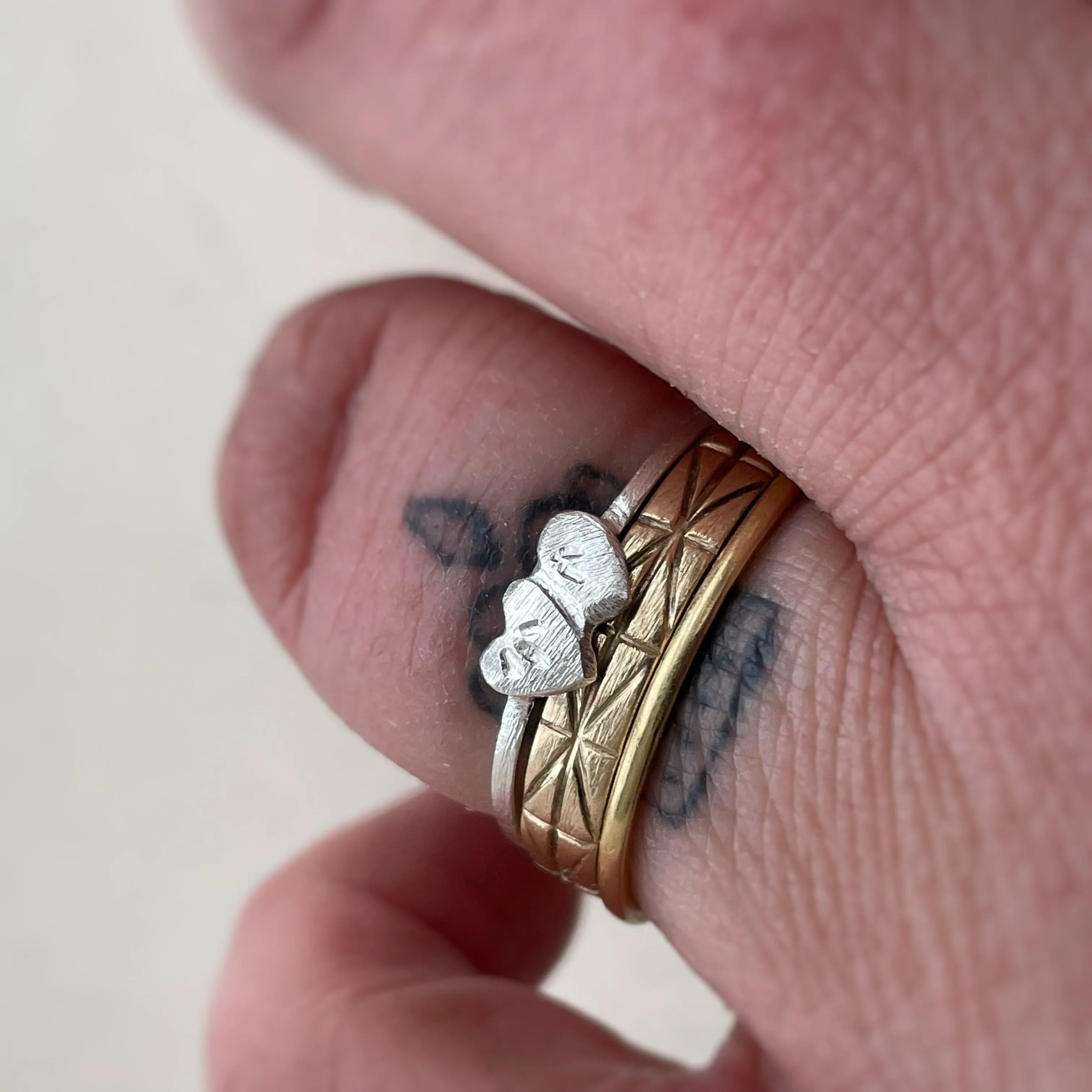 Made to order - LOVER Fede Gimmel ring - Sterling Silver, Yellow Gold, White Gold - stacking ring