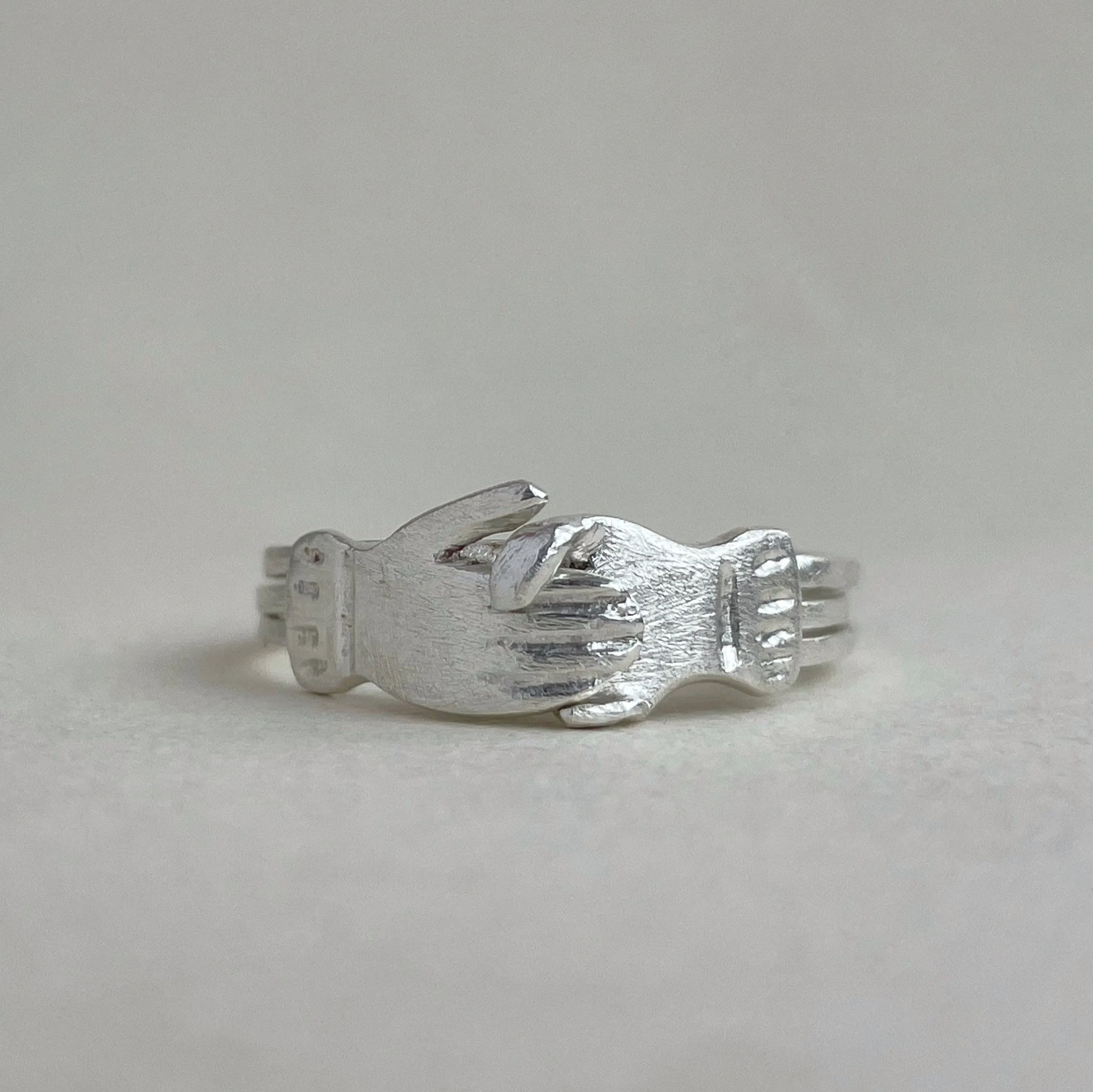 Made to order - LOVER Fede Gimmel ring - Sterling Silver, Yellow Gold, White Gold - stacking ring