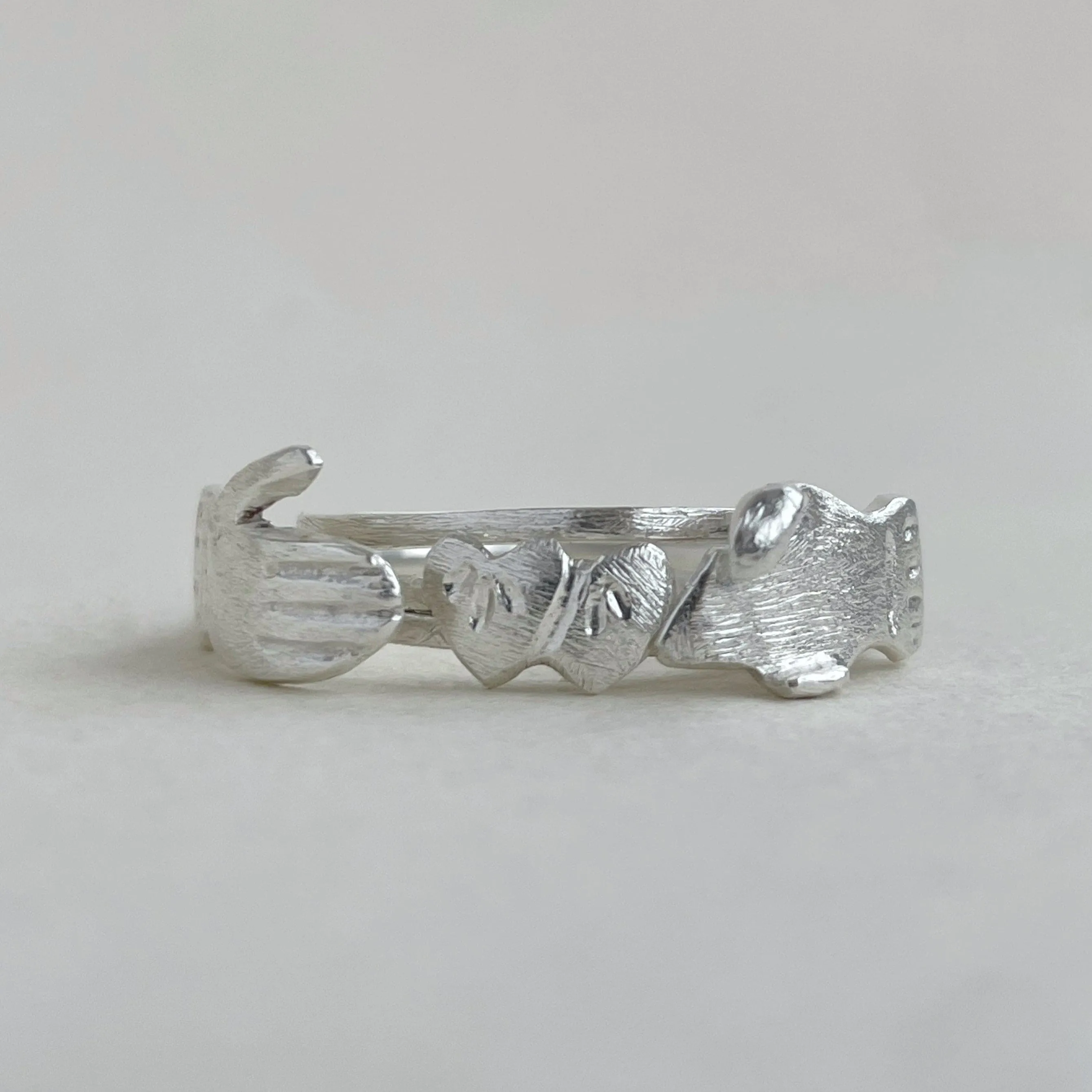 Made to order - LOVER Fede Gimmel ring - Sterling Silver, Yellow Gold, White Gold - stacking ring