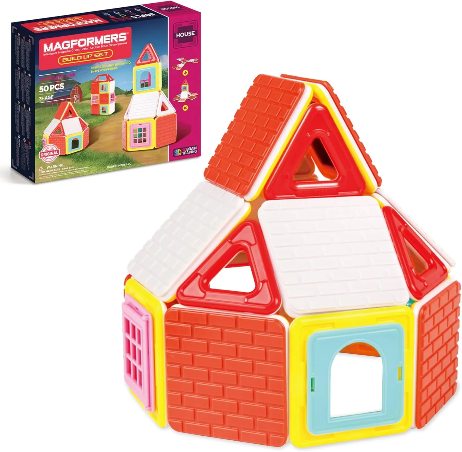 Magformers Build Up 50 Piece Set - Magnetic Tiles Building Blocks, Educational Kit, STEM Toy Set - Magnetic Building Tiles for Kids to Develop Problem-Solving Abilities and Shape Recognition