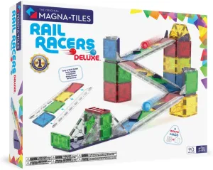 MAGNA-TILES® Rail Racers Deluxe 90-Piece Magnetic Construction Set, The Original Magnetic Building Brand