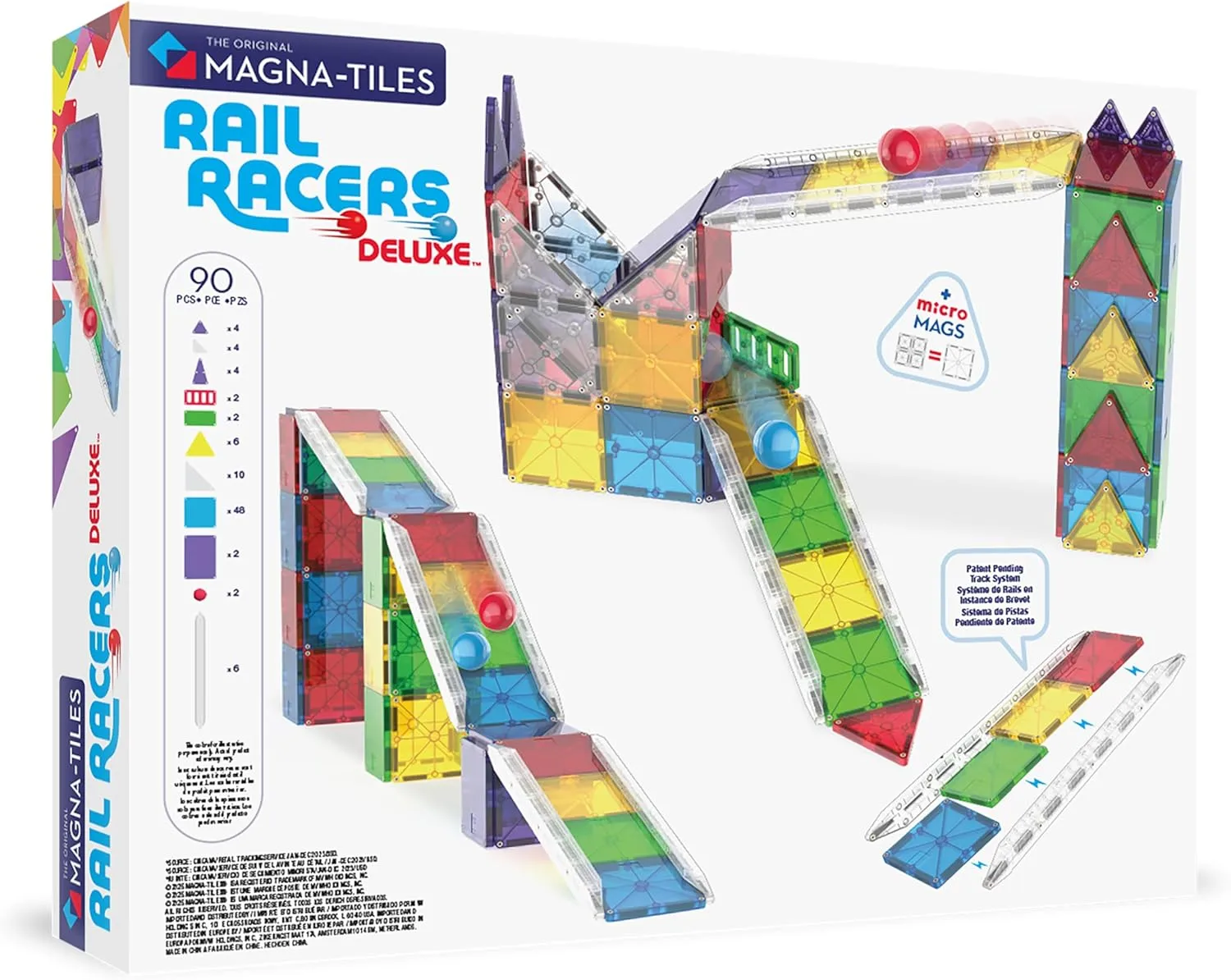 MAGNA-TILES® Rail Racers Deluxe 90-Piece Magnetic Construction Set, The Original Magnetic Building Brand