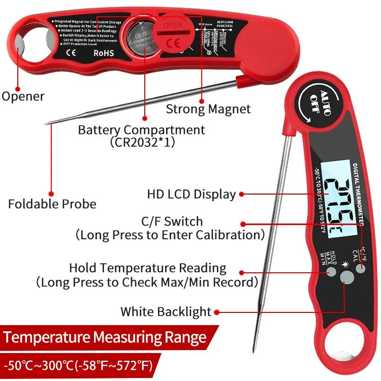 Magnetic Instant-Read Digital Food Thermometer(Black)