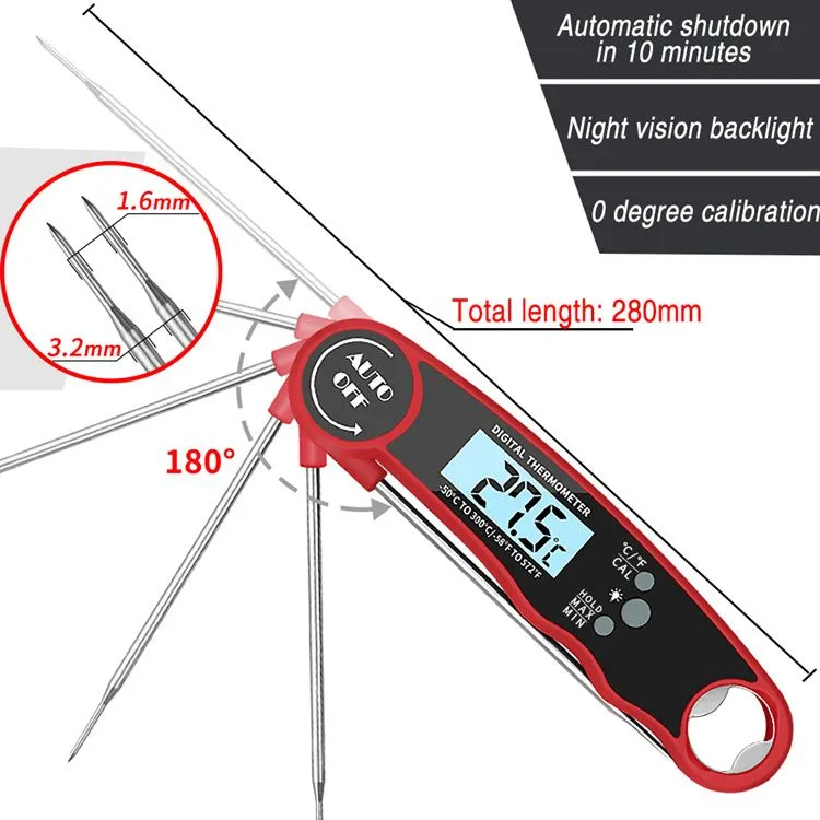 Magnetic Instant-Read Digital Food Thermometer(Black)