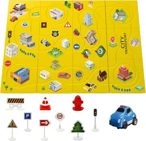 Magnetic Puzzle Race Track Car Toys for Kids Ages 3-5, Toddlers Floor Puzzles Tracks Cars Set, STEM Educational Toy, Birthday for Boys & Girls 3  Years Old