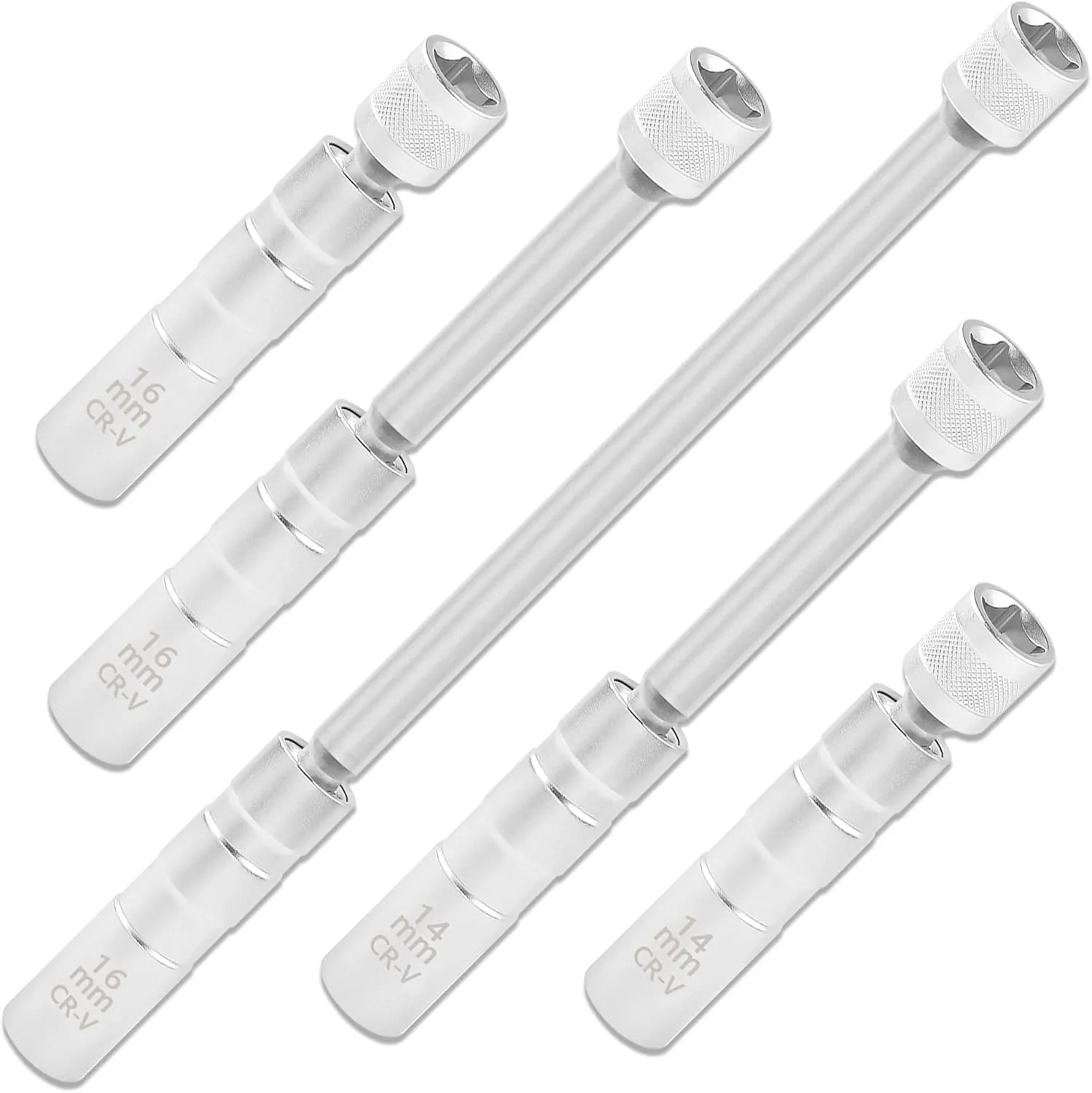Magnetic Spark Plug Socket Set,14mm & 16mm Thin Wall Socket Spark Plugs Socket for Installing and Removing Spark Plugs,3/8" Drive 12 Points Spark Plug Socket Set Magnetic Kit (5PCS/14 16mm)