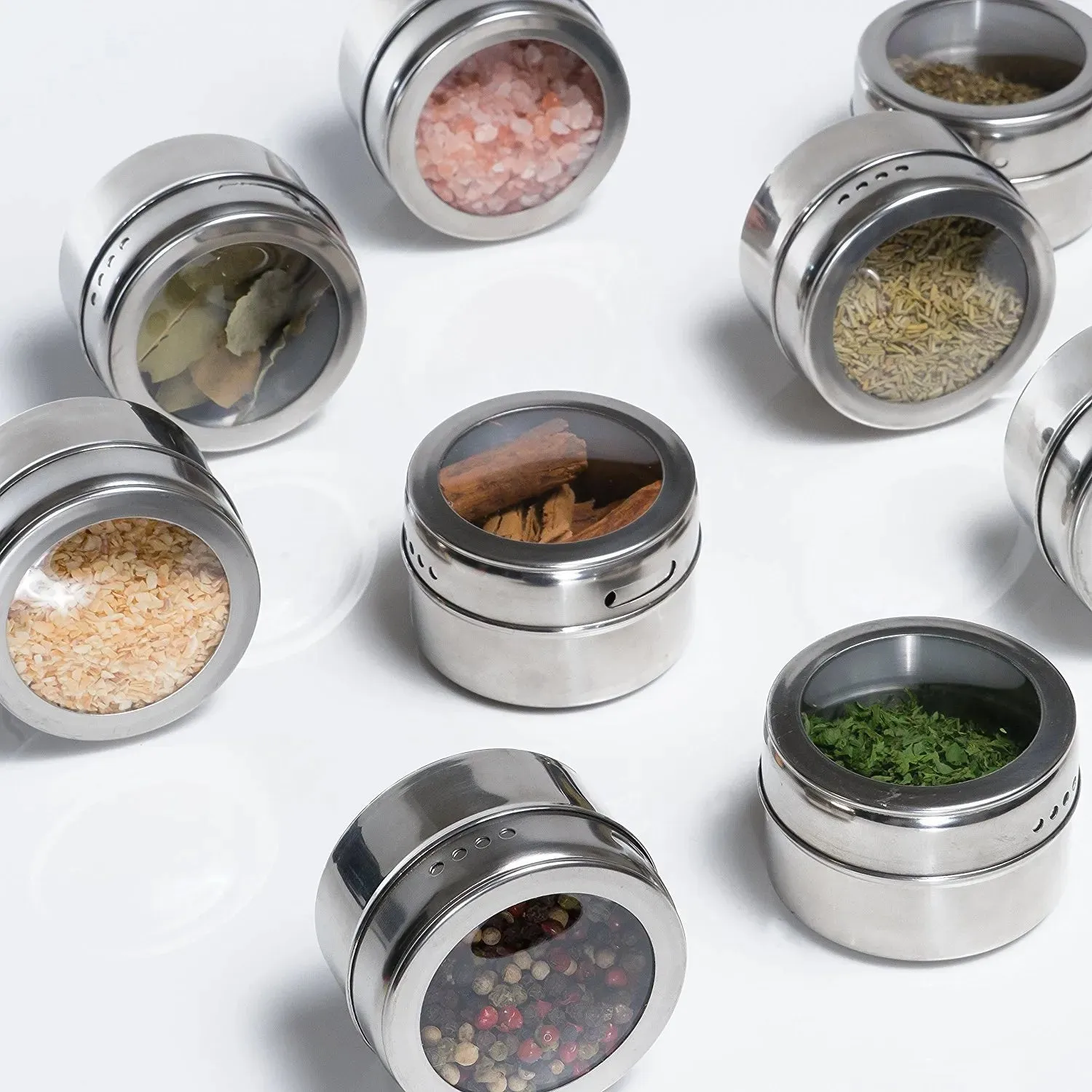 Magnetic Spice Rack Set - 12 Pieces Magnetic Spice Tins with Labeling Stickers