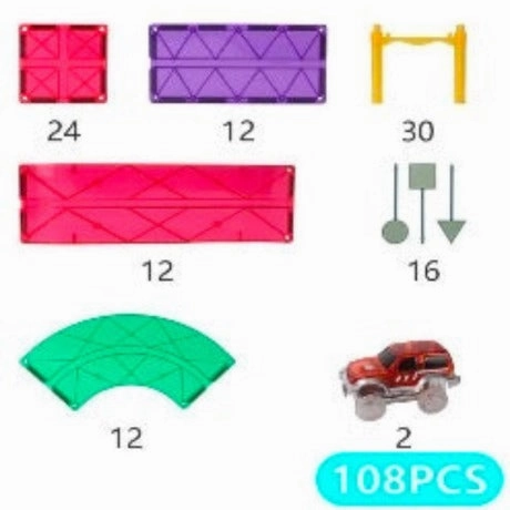 Magnetic Car Track Set 108pcs