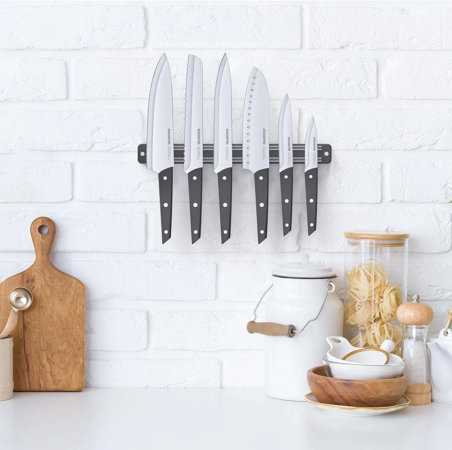 Magnetic Knife Set with Holder: 6-Piece Multipurpose Set