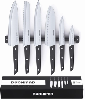Magnetic Knife Set with Holder: 6-Piece Multipurpose Set
