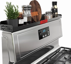 Magnetic Spice/Seasoning Shelf, 30" Length, Organizer for Stove Top & Kitchen, Black With Red Love