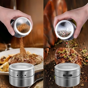 Magnetic Stainless Steel Spice Jars Set