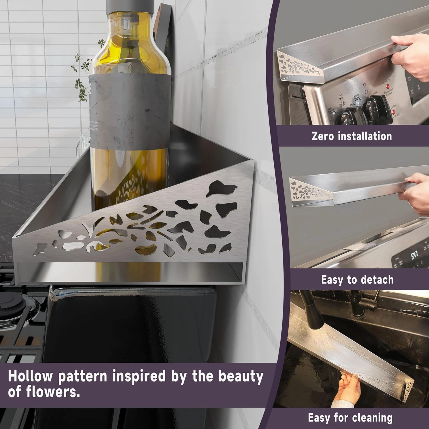 Magnetic Stove top Shelf, 30" Length, Magnetic Spice Rack Over the Stove, Oven Shelf for top of Stove, Seasoning Organizer, Kitchen Organizers and Storage (Stainless Steel)