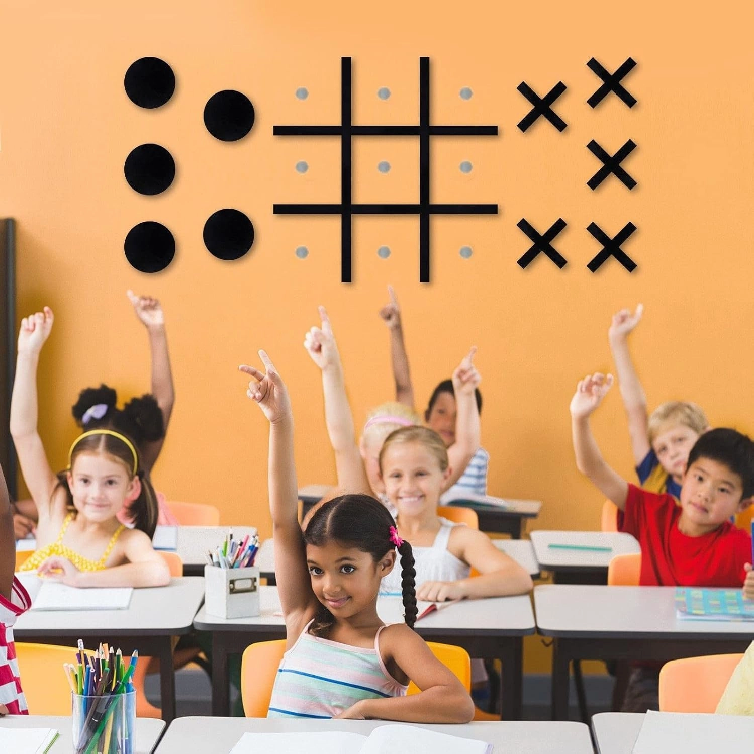 Magnetic Tic Tac Toe Wall-Mount Game,Game Room Decor,Hallway Decor,Playroom Decor,Modern Wall Decals for Kids Room,Classroom&Offices,Best Gift for Family, Friends (Black)