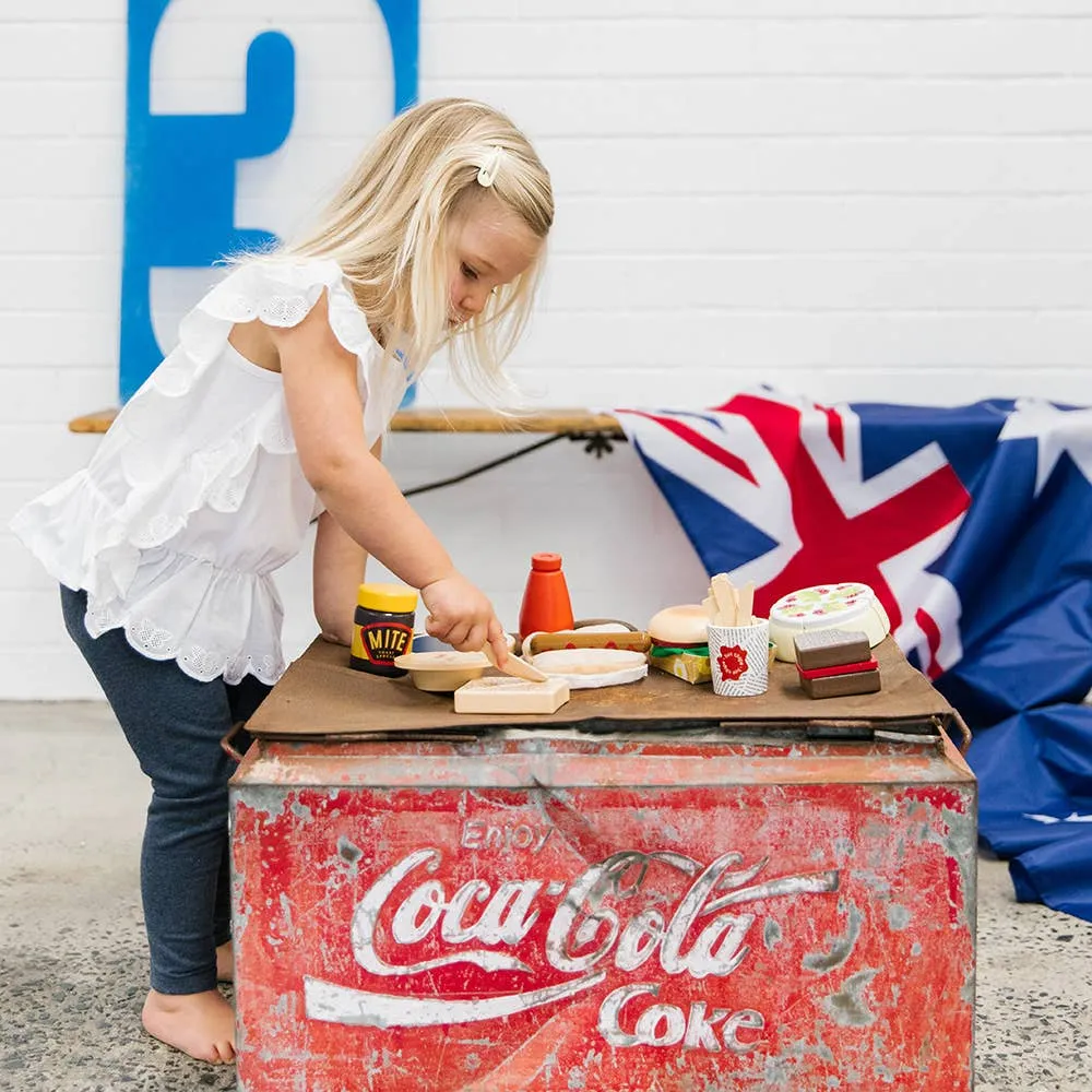 Make Me Iconic Wooden Toy Food Australian Food Set Play Kitchen Role Play Pretend and Imaginative Play 3yrs 