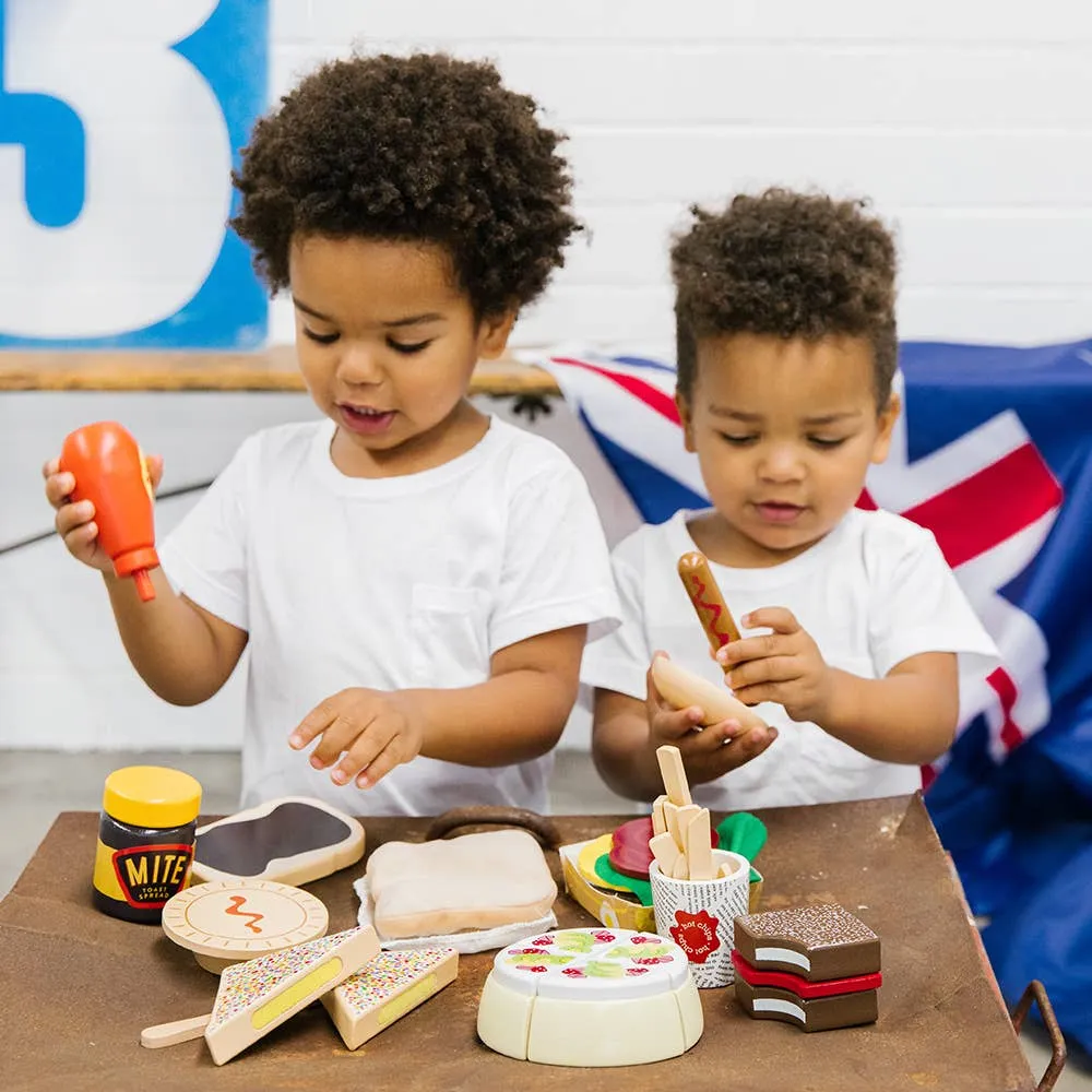 Make Me Iconic Wooden Toy Food Australian Food Set Play Kitchen Role Play Pretend and Imaginative Play 3yrs 