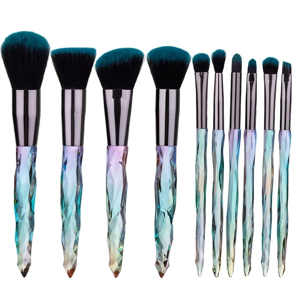 Makeup brush 10 Pieces Professional Makeup Brush Set Cosmetics Blush Foundation Brush Eye Shadow Lip Brow Makeup Brush Set(Color:C) (Multicolor,one size)