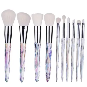 Makeup brush 10 Pieces Professional Makeup Brush Set Cosmetics Blush Foundation Brush Eye Shadow Lip Brow Makeup Brush Set(Color:C) (Multicolor,one size)