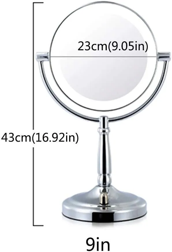 Makeup Mirror with and Magnification Rechargeable Double Sided HD Button 360 Degree Free Rotation for Bathroom Beauty Mirror (Size : 9 inches 1)